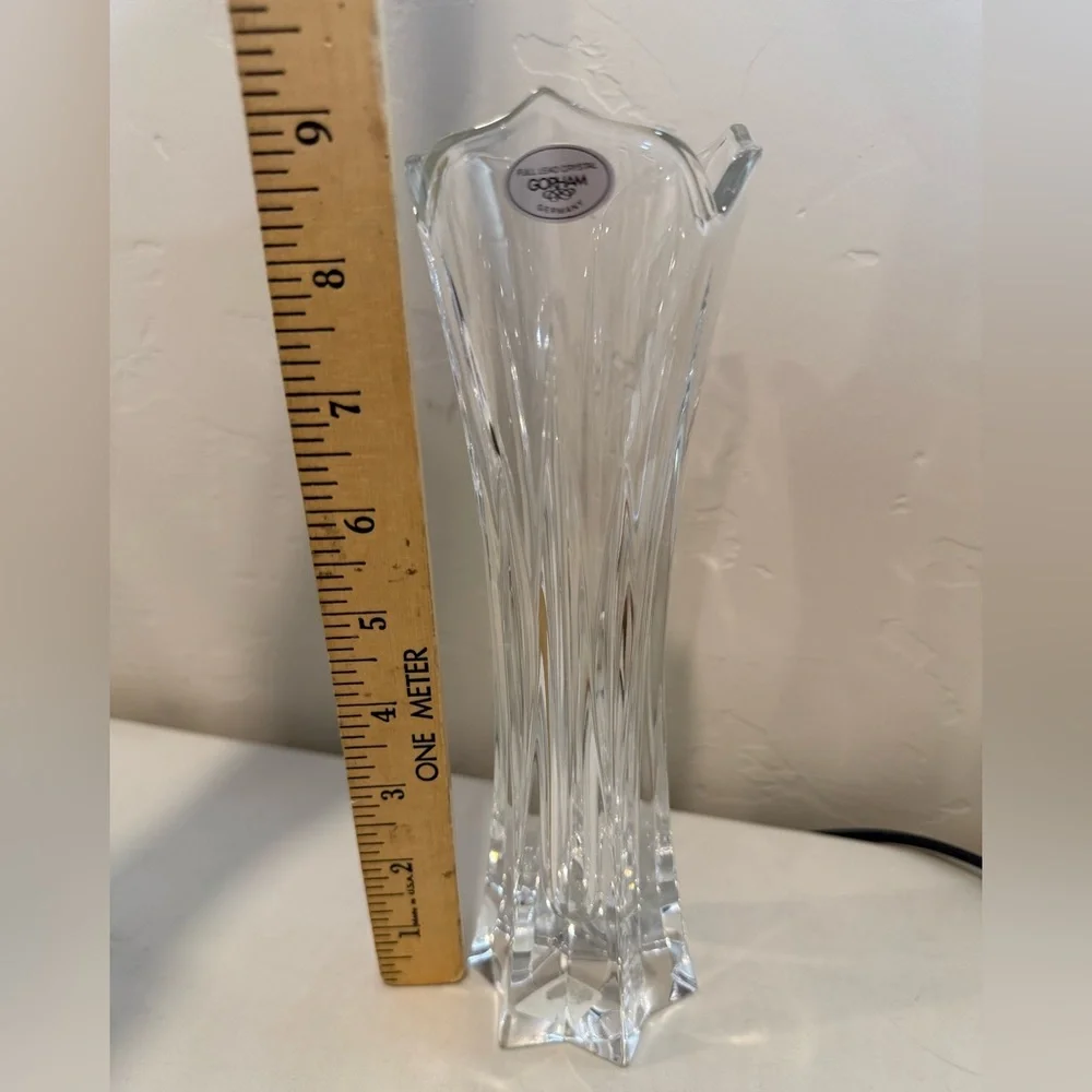 Vintage Gorham Crystal Vase Lotus Flower Full Lead Crystal W Germany 8.5” Estate